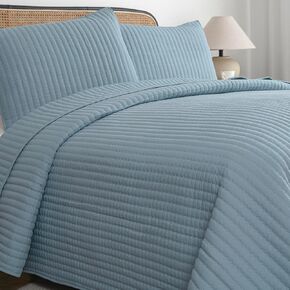 Petrichor White Quilt King Size Bedspread-Pre-Washed Lightweight & Thin for All Seasons,Ultra Soft & Breathable Comforter,Machine Washable,3-Piece Set:1Quilt(106" x96") and 2 Pillow Shams(20"x36")
