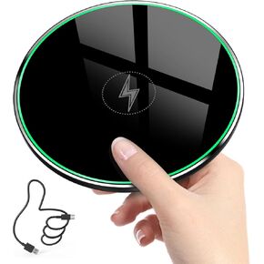 Wireless Charger, Wireless Charging Pad for iPhone 16/15/14/13/12/11 Pro/Pro Max/XS Max/XR/SE, Wireless Charging Mat Station for Samsung Galaxy S25/S22/S21S20/S10/S9/Note10/9, AirPods 2/Pro