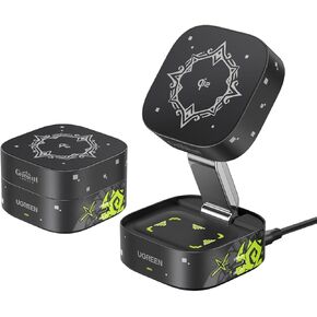 UGREEN MagFlow Qi2 Magnetic Foldable Charging Station, 2-in-1 Fast Wireless Charger Compatible with iPhone 16 15 14 13 12, Airpods3 2 Pro (No AC Adapter), Genshin Impact Edition