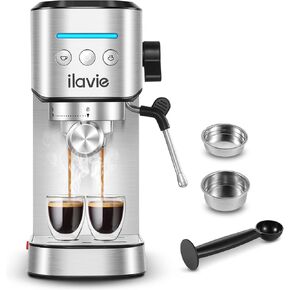 20Bar Espresso Machine, With Milk Frother Steam Wand, 1000ML Removable Water Tank, Ideal for Cappuccino, Latte and Espresso, for Home Use, Silver