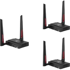gofanco 1TX+2RX 5GHz Wireless HDMI Extender – Long Range, Up to 656ft (200m) at 1080p, Supports Up to 4 Receivers, Dual Antenna, 5GHz Frequency, Loopout, IR Extension, 2ch PCM Audio