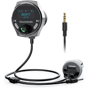 Bluetooth Aux Adapter for Car, Aux Bluetooth Receiver with USB Car Charger, Support Music/Hands-Free Calling/Home Stereo, Enhanced Mic/LED Display