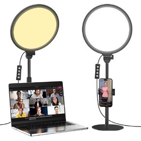 10.5in LED Desk Ring Light, Video Conference Lighting for Zoom Meeting/Video Calls, Live Stream, Home Office, Computer Lighting for Webcam, Online Classes, Professional Streaming