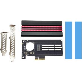 M.2 NVMe Gen5 to PCIe 5.0 Adapter Card, PCIe 5.0 M.2 SSD Expansion Card with Aluminum Heatsink and Dual Thermal Pads, Support PCIe 5.0/4.0/3.0 X16/X8/X4 for M.2 2280