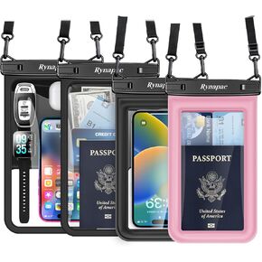 4Pack Waterproof Phone Pouch, 10in Large Waterproof Phone Pouch 2Pack + 8.5in 2Pack Floating Waterproof Phone Case with Lanyard for iPhone 16 15 Pro Max, Galaxy S24 S23 Ultra, Cruise Ship Essentials