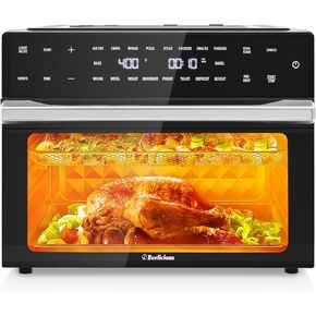 Beelicious® Pro 32QT Extra Large Air Fryer, 19-In-1 Air Fryer Toaster Oven Combo with Rotisserie and Dehydrator, Digital Convection Oven Countertop Airfryer Fit 13" Pizza, 1800w (Black)