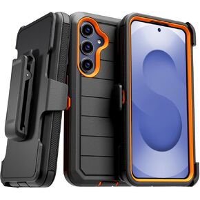 for Samsung Galaxy S25+ Case with Belt Clip Holster & Kickstand, Screenless Protective Dual-Layer Shockproof Phone Case for Galaxy S25 Plus - Black & Blue