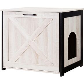 Dwanton Cat Litter Box Furniture Hidden, Cat Litter Box Enclosure, Reversible Entrance Can Be on Left or Right Side, Indoor Cat Box Cabinet, Wooden Cat Washroom, End Table, Nightstand