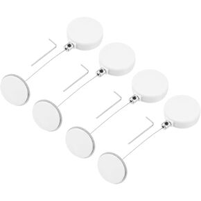 MECCANIXITY 1.8 ft Retractable Cable Lock with Round Patch Remote Control Security Lock with Adjustable Cord Tether Anti Theft for Laptop, TV, 200g, White, 4 Pack