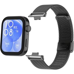 Straps Adjustable and Comfortable With HUAWEI Watch Fit 3 Strap Metal Case 18mm Stainless Steel Mesh Replacement Straps for HUAWEI Watch Fit 3