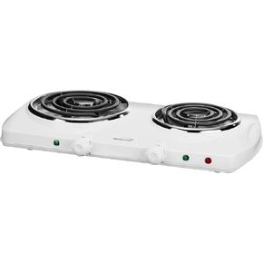 Brentwood Appliances TS-368 Electric Double Burner (White), 20.10in. x 11.70in. x 3.60in