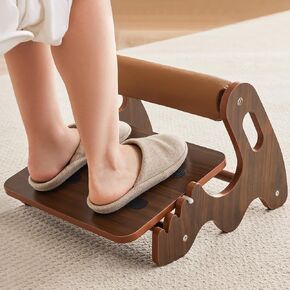 Foot Rest for Under Desk at Work- Adjustable Rocking Foot Stool with 3 Height Position and Soft Crossbar, Ergonomic Wooden Footrest with Soft Sponge Pad for Home, Office