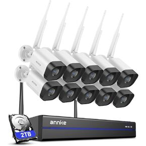 ANNKE Wireless Camera System, 16CH Expandable 4K Security NVR, 3MP and 5MP Outdoor Cameras, 2-Way Audio, Dual-Band WiFi, Human Detection, IP66 Waterproof, 2TB HDD, Alexa, Remote Access