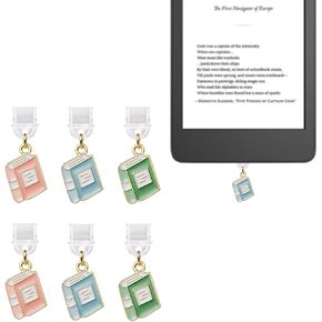 6Pcs Dust Plug Charm Compatible with Kindle Paperwhite 2021，Book Dust-proof Plugs, Type C/USB C Dust Plugs, Gift for Book Lover Readers Men Women