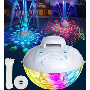KingSom 3 in 1 Bluetooth Pool Speaker with Pool Fountain Light, 10000mAh Floating Pool Speaker, IP68 Waterproof Hot Tub Speakers, Loud Sound, BT5.4,24H Playtime Rechargeable pool Water Fountain, White