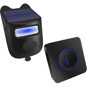 نظام تنبيه الممرات التي تعمل بالطاقة الشمسية - جرس Doorbell Motion Motion مع تصميم مقاوم للطقس لأمن المنزل والأعمال (مستشعر واحد ومستقبل واحد)