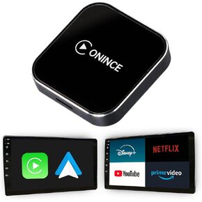 CarPlay AI Box 2025 Upgrade – Wireless CarPlay & Android Auto Adapter with Netflix, YouTube, Disney+, Prime Video | 5GHz WiFi, Auto Connect | for OEM Wired CarPlay Cars & Motorcycles