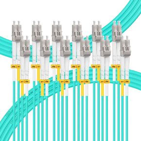 FLYPROFiber- 1M-6Pack OM3 LC to LC Fiber Patch Cable Multimode, MM Fiber Optic Cable, MMF Multi Mode Fiber Jumper Cord, 10Gb/40Gb, Duplex, 50/125um, LSZH, 1M(3ft)-6Pack
