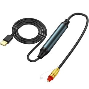 XMSJSIY USB to Fiber Optical Audio Adapter Cable USB A to Optic SPDIF Stereo Sound Converter Cable Cord for HDTV Computer Laptop Connect Fiber Optic Audio Box- 2M/6.5FT