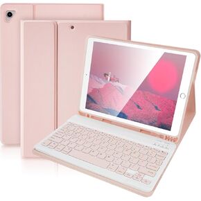 SOPPY Keyboard Case for iPad 9.7 inch, Detachable Bluetooth Keyboard for iPad 6th Generation,iPad 5th Generation, iPad Pro 9.7 inch, iPad Air 2/1, with Auto Wake/Sleep & Built-in Pencil Slot- Pink-US