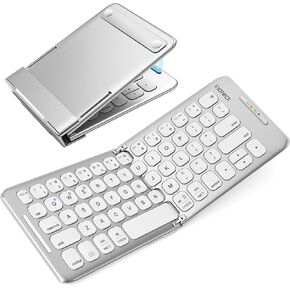Inateck Foldable Compact Keyboard, Portable Bluetooth Keyboard with 3-Device Connectivity, Compatible with iPadOS/iOS/Android/Windows