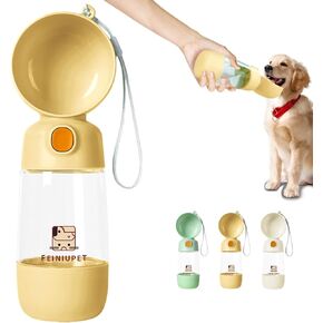 Dog Water Bottle with Food Container,2-in-1 Cat & Small Dog Water Bottle Portable for Walking,Hiking,Travel.(Green)