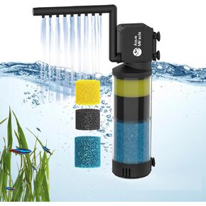 AquaMiracle Aquarium Filter for 40-150 Gallon Aquariums, Fish Tank Filters Turtle Filter Internal Power Filter 3-Stage Filtration with Aeration/Rainfall Modes Flow Rate and Direction Adjustable