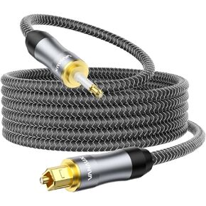 Toslink to Mini Toslink Digital Optical Cable ، S/PDIF Fiber Optic Audio Cable ، 24K Gold Plated For TV ، DVD Player ، Soundbars ، STEREO SYSTEM