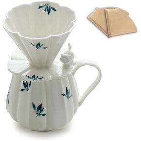 Pour Over Coffee Maker Set 60° Angled V-Shaped Pour Over Coffee Dripper and 100pcs Coffee Filter