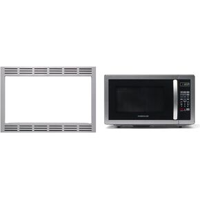 Panasonic NN-TK922SS 27-inch Trim Kit for 2.2 cu ft Microwave Ovens, 27 inch, Stainless Steel & Farberware Countertop Microwave 1000 Watts, 1.1 cu ft - Microwave Oven With LED Lighting