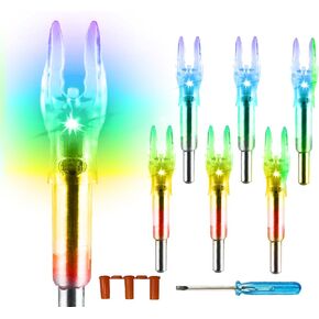 X Lighted Archery Nock for Arrows with .204".233".244".246" Inside Diameter, 6 PCS LED Nock with Screwdriver (Strobe, X/.204")
