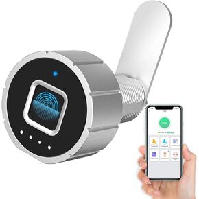 Fingerprint Cabinet Lock, Pothunder Smart Lock with Bluetooth & Fingerprint, Keyless Drawer Furniture Lock, USB Charging Fingerprint Lock, Ideal for Home, Office, Furniture, Mailbox (20MM)