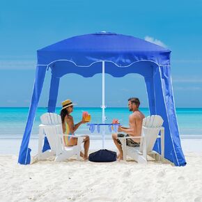 Jearey 6.5x6.5ft Cabana مع مرساة رمال قابلة للفصل وجدار جانبي ، UV 50+ حماية شاطئ كاباناس للرمال ، من السهل إنشاء مظلة كابانا على الشاطئ ، ومظلة شاطئ كابانا بارد