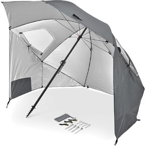 Sport-Brella Premiere XL UPF 50+ Umbrella Shelter for Sun and Rain Protection (9-Foot), Premiere Gray
