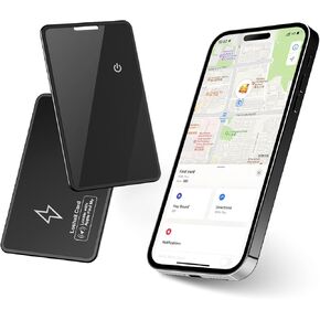 Wallet Tracker Card， Racker and Item Locator for Luggage Tags, Rechargeable Thin GPS Item Finder for Luggage Tag,Passports and More Phone Finder(iOS Only)-Black