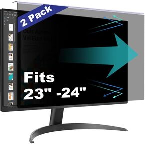 Pozlle [2 Pack Computer Privacy Screen Shield Compatible for 23.6/23.8/24 Inch 16:9 Widescreen Desktop Monitor - Anti Glare & Blue Light Filter - Hanging Design for Easy On/Off