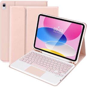 SOPPY Bluetooth Keyboard Case with Touchpad for iPad 11th Gen. (A16) 11-inch 2025, 10th Generation 10.9 inch 2022, Detachable Protective Cover, with Built-in Pen Holder, USB-C Rechargeable, Pink