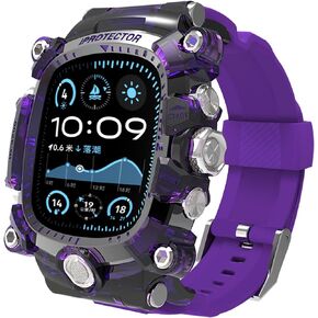 iG-3200 Modified Watch Case for (2024) Apple Watch Series 10 46mm Band with Cover Rugged Case Silicon Strap for iWatch 10 46mm Full Protective Cover for Men