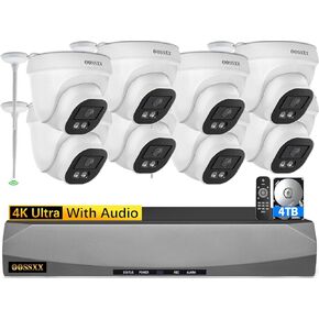 OOSSXX (130° Ultra Wide Angle & with Audio) PIR Detection 5.0MP Wireless Outdoor Security Camera System Wi-Fi Home Security System Dome Cameras Video Surveillance DVR Kit