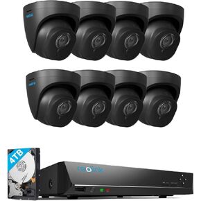 REOLINK Security Camera Outdoor, IP PoE Dome Surveillance Camera, Smart Human/Vehicle Detection, 8MP HD IR Night Vision, 8xRLC-820A (Black) Bundle 1x16Ch NVR (4TB HDD)