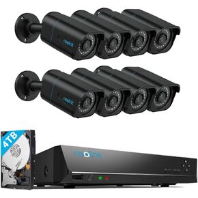 REOLINK 4K Security Camera Outdoor System, 8MP Surveillance IP PoE Camera with Person/Vehicle/Animal Detection, 100Ft IR Night Vision, 8X RLC-810A (Black) Bundle 1x RLN16-410 NVR