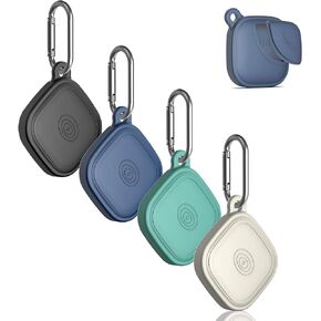 [4 Pack] Silicome Case for Tile Mate 2024, Waterproof Tile Mate Holder Full Body Protective Cover Compatible with Life360 Mate Tile Tracker with Keychain (Black/Off White/Blue/Green)