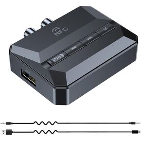 5.3 Bluetooth Receiver for Home Stereo, Bluetooth to RCA Adapter, AUX Adapter, RCA Audio Adapter with NFC Function, Support USB Drive and TF Card Music Playback.