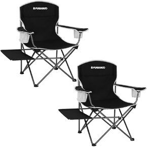 FUNDANGO Camping Chairs for Adults, Outdoor Folding Chairs with Lumbar Back Support High Back Portable Camping Chair with Cup Holder for Hiking Lawn Picnic Outside Travel