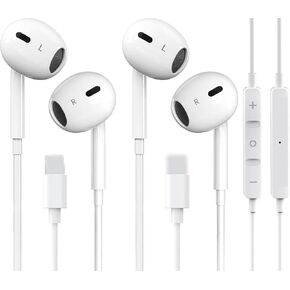 2 Packs-for iPhone Headphones Wired Earbuds/Earphones Nosie Reduction Built-in Microphone & Volume Control Headsets Compatible with iPhone 14/13/12/11/XR/XS/X/8/7/SE/Pro/Pro Max