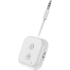 Premium Airplane Bluetooth 5.3 Adapter, Supports 2 AirPods or Headphones with aptX Low Latency, 3.5mm AUX Wireless Audio Transmitter for in-Flight Travel, TV, Gym, Tablets