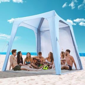 Elegear Inflatable Beach Canopy Tent, 7'x7' Beach Cabana, 30s Setup UPF 50+ UV Protection Portable Blow Up Tent Sun Shade Shelter with Side Curtain, for Camping Fishing Backyard Picnics - 6-8 Person