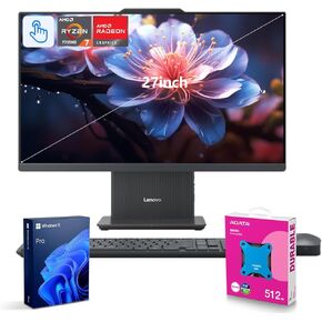 Lenovo 2025 IdeaCentre Next Gen Copilot AI Ready Business All-in-One, 27" FHD Touchscreen 100Hz, AMD Ryzen 7 7735HS, 64GB DDR5 RAM, 2TB SSD, Wi-Fi 6, Win 11 Pro, Grey, ADATA 512 External SSD Bundle