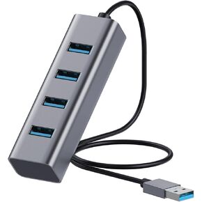 Antool 4-Port USB 3.0 Hub, Aluminum USB Splitter, 2ft Cable, 5 Gbps Data Transfer, USB Extender for Laptop, HDD, Pc, Mac, Mouse, Flash Drive, Keyborad (4-Port)