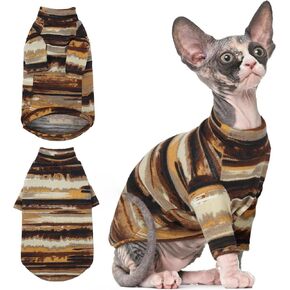 T'Chaque Sphynx Cat Cloths ، قمصان القط للقطط فقط ، سترة القط الممسحة ، قميص القطط البسيطة الشريرة ، بيجامات القط الناعم ، ملابس القطة الخالية من الشعر لـ Sphynx Cornish Rex ، Devon Rex ، أصفر ، 2xL